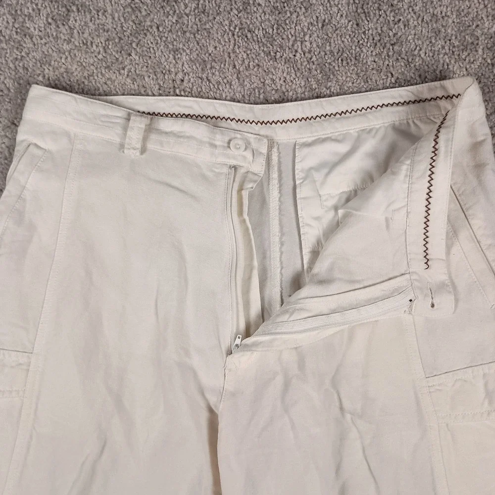 Cubavera Mens White Linen Rayon Blend Cargo Shorts Size 36 Excellent Condition